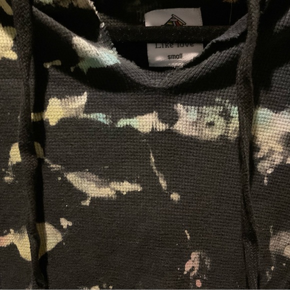 NWT Like Love Small Black w/ Multicolored Splatter Print Hoodie - Picture 4 of 5